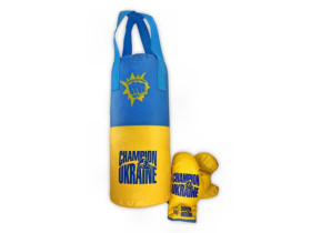 Боксерский набор M 1044 (36шт) лапа, перчатки, шлем, в сетке, 39см