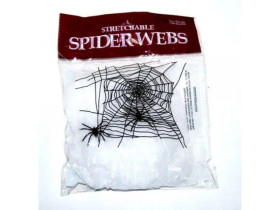 Павутина декоративна з павуками, біла (Гелловін)