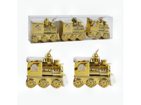 Новорічні прикраси C 67205 (480) 3 штуки, “Паровозики”, у слюді