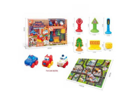 Набір машин JZD-112 (12) пожежна станція,ігровий килимок 145х98 см,3 машинки, в коробці