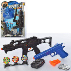 Н-р с оружием 555AY-3-555AV (60шт) автомат 30см, пистолет 15см, пули 3шт, на листе 29-44-4см