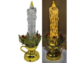 Свічка світящ.2231-А LED на підставці "Новорічна - золото" 26см