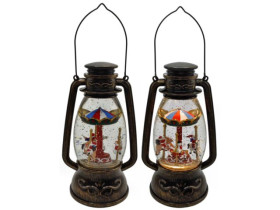 Ліхтар новорічний світящ.2406 LED муз.з хуртовиною "Карусель" гель,блиск.,23*11см,USB,бат.