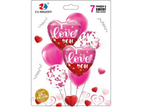 Набір повітряних куль "Серце Love", арт. 30856, 7 шт. (2×45 см + 5×30 см)