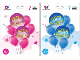 Набір повітряних куль 1212-23 "Happy Birthday", мікс, 7 шт. (10 уп.)