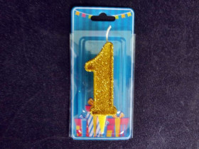 Свічка цифра (золото) (5шт) 1