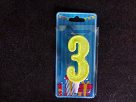 Свеча цифра (лимонный блеск) (5шт) 3