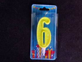 Свеча цифра (лимонный блеск) (5шт) 6