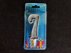 Свічка цифра (срібло) (5шт) 7