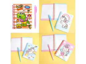 Блокнот на пружині 15×10,5 см, 49 арк., з ручкою, JF-98-15 (12 шт.)