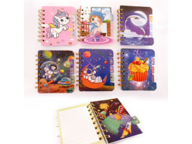 Блокнот на пружині 11,5×9 см, 50 арк., з паперовими розділювачами, JF86K-03 (12 шт.)