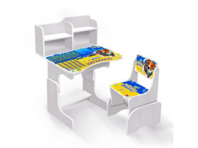 Парта шкільна 043 "ПЕС ПАТРОН" 69*45 см. колір білий, + 1 стілець "Никопарт"