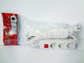 Подовжувач "STENSON", 3 розетки / 10 м, з вимикачем, ME-0516 (20 шт.)