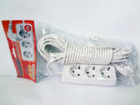 Подовжувач "STENSON", 3 розетки / 10 м, із заземленням, ME-0177 (20 шт.)