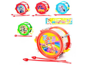 Барабан 2483 (144шт) 14-14-9см, палочки 2шт, 5 видов в кульке