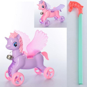 Каталка 8516 (72шт) единорог 25см в кульке 33-23-10см