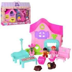 Домик 8207-4 (36шт) 20-18-6см, мебель, фигурки3шт, в кор-ке,38,5-28-7см