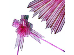 Бант на затяжках ширина-5см,рожевий в смужку 12*16см, 10шт/уп