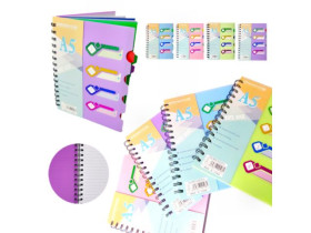 Блокнот на пружині,А5,120арк.,лінія.,пласт.обкл.з 4 розділ.,SH-YBTX-25120-3 94-19,144001