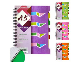 Блокнот на пружині,А5,120арк.,лінія.,пласт.обкл.з 4 розділ.,SH-YBTX-25120-10 94-7,144004