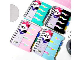 Блокнот на пружині,А6,120арк., лінія.,пласт.обкл.з 4 розділ.,SH-YBTX-50120-10 94-12,144007