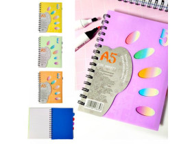 Блокнот на пружині,А5,120арк.,лінія.,пласт.обкл.з 4 розділ.,WT-1551 94-11,144008