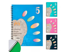 Блокнот на пружині,А4,120арк.,лінія.,пласт.обкл.з 4 розділ.,SH-YBTX-16120-12 94-9,144009