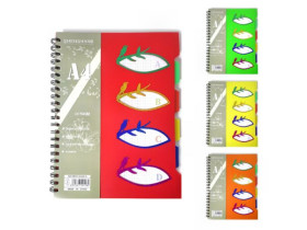 Блокнот на пружині,А4,120арк.,лінія.,пласт.обкл.з 5 розділ.,SH-YBTX-16120-5 94-13,144028