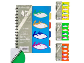 Блокнот на пружині,А5,120арк.,лінія.,пласт.обкл.з 4 розділ.,SH-YBTX-25120-5 94-15,144030