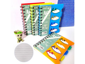 Блокнот на пружині,А6,120арк., лінія.,пласт.обкл.з 4 розділ.,SH-YBTX-50120-5 94-16,144031