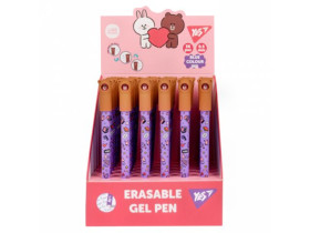 Ручка гелева Yes пиши-стирай "Line Friends. Brown" 0,5 мм, синя 420447