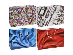 Пакет подарунковий 5050 кольорова велика "МІКС" горизонтальна 39*25*8см (12шт)