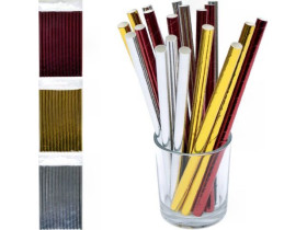 Набір паперових трубочок D0,1см L19,5см, кольорових із блиском 101