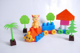 02-408 Конструктор "Поезд" 2 прицепа (10шт)