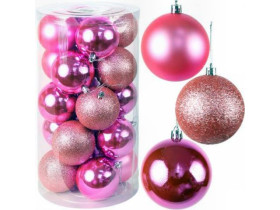 Набір новорічних куль 20шт D9см "Рожевий" YH-9554 тубус (1уп)