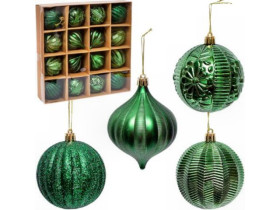 Набір куль новорічних 16шт D8см 2481K Зелений (1уп)
