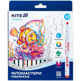 Фломастеры Kite Creative 12 цветов, Superwashable, K-1152 (12шт)