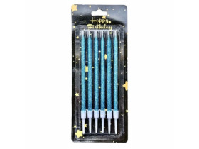 Свечи для торта с блестками голубой 6шт Х6-40