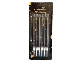 Свечи черные с брызгами золота 6шт Х6-30