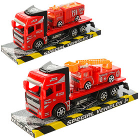 Трейлер JY8801-6 (144шт) инер-й, 18см, пожарн.машина, 2 вида, в слюде, 23-10-7см