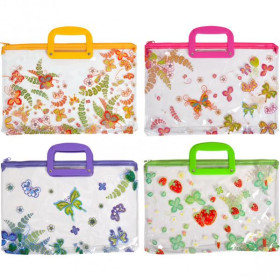 Папка А4  шкільна сілікон з ручкою "Бабочка-Клубнічка""С" (2/120)