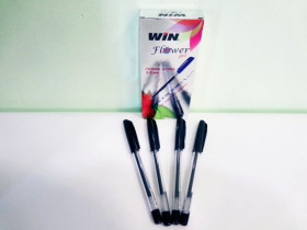 Ручка FLOWER, WIN гелевая, 0.6мм, черн.(12шт)