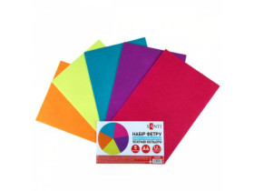 Набір Фетру SANTI м'якого з клейовим шаром, яскраві кольори 21х30см 5 аркушів 743256