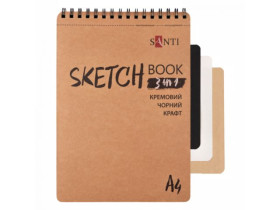Скетчбук DUAL 3 в 1 для графіки (крафт, чорний, кремовий папір), A4, 33 арк,пружина 743281