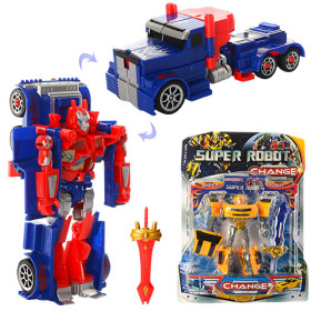 Трансформер 332 (48шт) робот+машинка,оружие, 2 вида, на листе, 28-38см