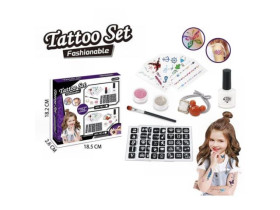 Набір для тату 763-2 (240/2) 4 арк з трафаретами,5 арк з тату,2 баночки блискіток, пензлик,клей