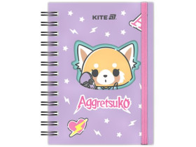 Блокнот Kite А6, 80 арк., клітинка, на спіралі, Aggretsuko AR25-229