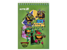 Блокнот Kite А6, 48 л., пластиковая спираль, нелинированный, Ninja Turtles NT25-196
