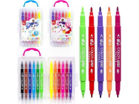 Фломастер двосторонній 12 кольорів 249-12 у пластиковому боксі