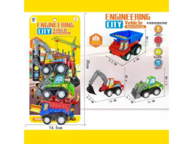 Набір машин 08-109 (108/2) “Будівельна техніка”, 3 машинки, інерція, на листі